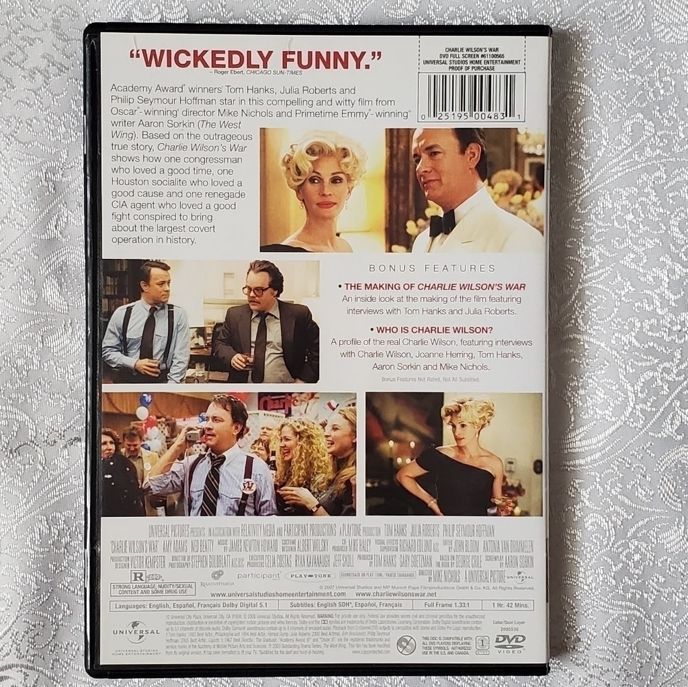 Charlie Wilson's War DVD drama Tom Hanks Julia Roberts Philip‎ Seymour Hoffman - Picture 3 of 3